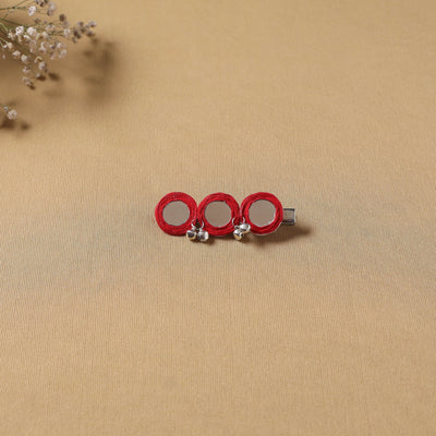 Handmade thread mirror work hair clip 12 - handcrafted