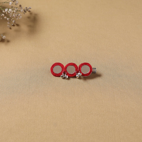 Handmade thread mirror work hair clip 12 - handcrafted