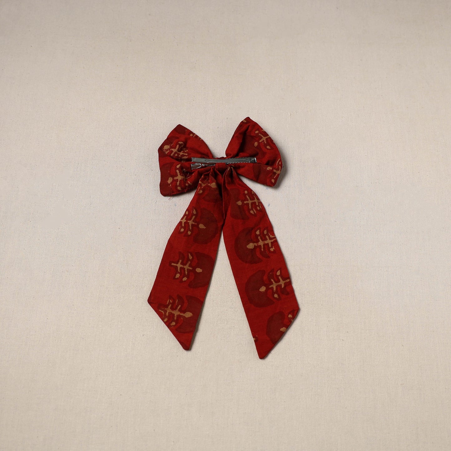 Red - handmade women’s bow hair clip 112 - handcrafted