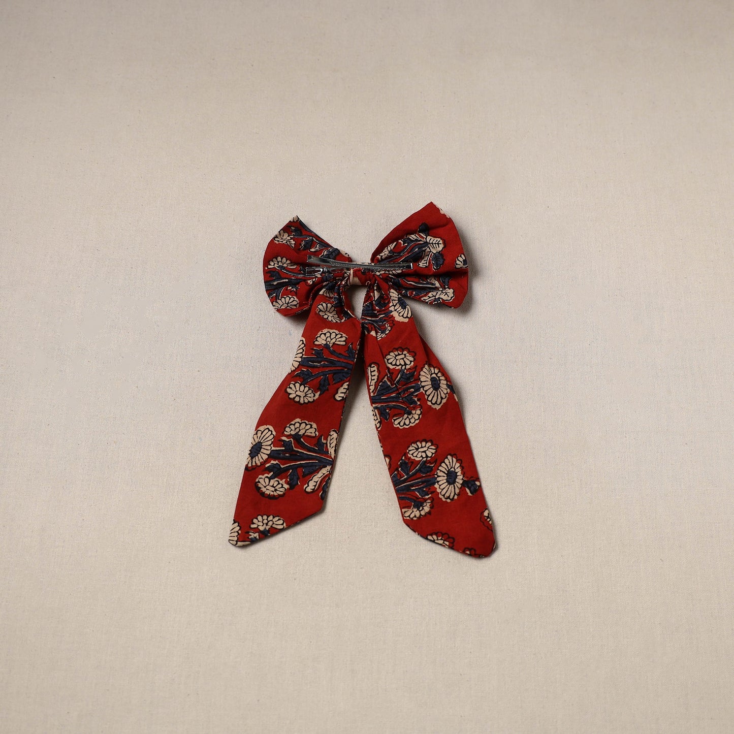 Red - handmade women’s bow hair clip 115 - handcrafted