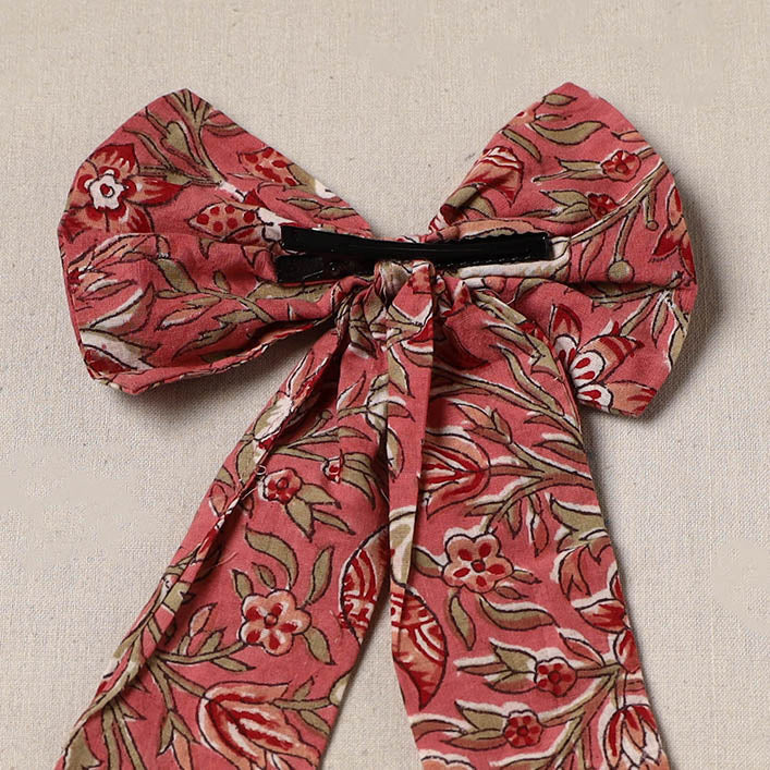 Red - handmade women’s bow hair clip 125 - handcrafted