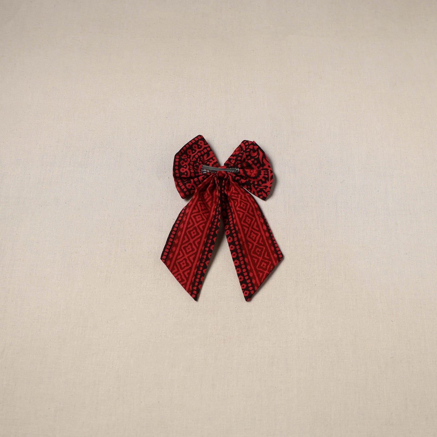 Red - handmade women’s bow hair clip 75 - handcrafted