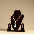 Red Handmade Wooden Bird Beaded Necklace Set
