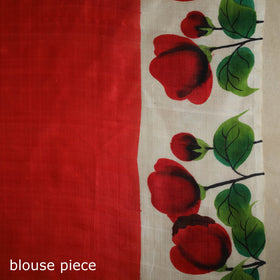 Red - handpainted bishnupuri silk bengal kantha embroidery