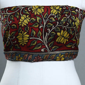 Red - handpainted chanderi silk kalamkari blouse piece 23