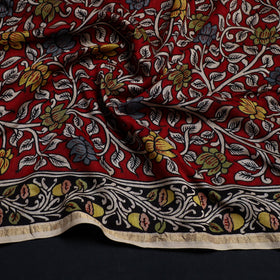 Buy Red Handpainted Chanderi Silk Kalamkari Blouse Piece