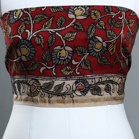 Buy Red Handpainted Chanderi Silk Kalamkari Blouse Piece