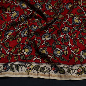 Buy Red Handpainted Chanderi Silk Kalamkari Blouse Piece