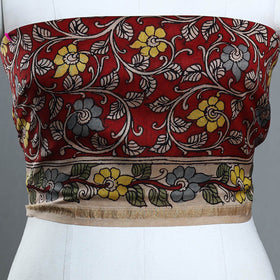Buy Red Handpainted Chanderi Silk Kalamkari Blouse Piece