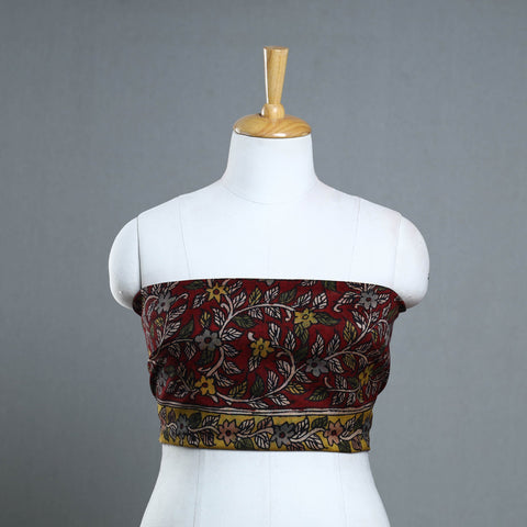Buy Red Handpainted Chanderi Silk Kalamkari Blouse Piece