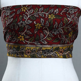 Buy Red Handpainted Chanderi Silk Kalamkari Blouse Piece