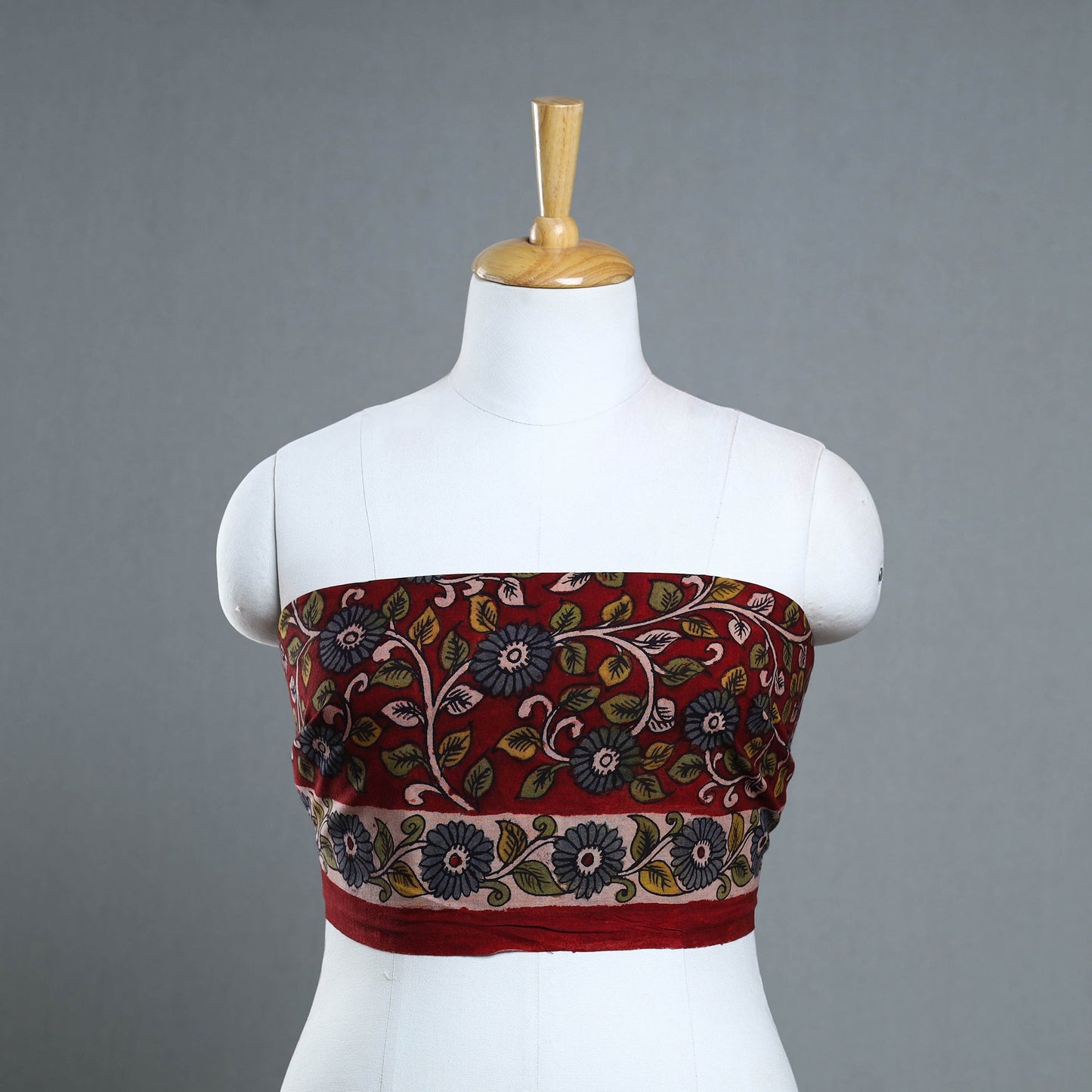 Buy Red Handpainted Cotton Kalamkari Blouse Piece