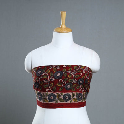 Buy Red Handpainted Cotton Kalamkari Blouse Piece