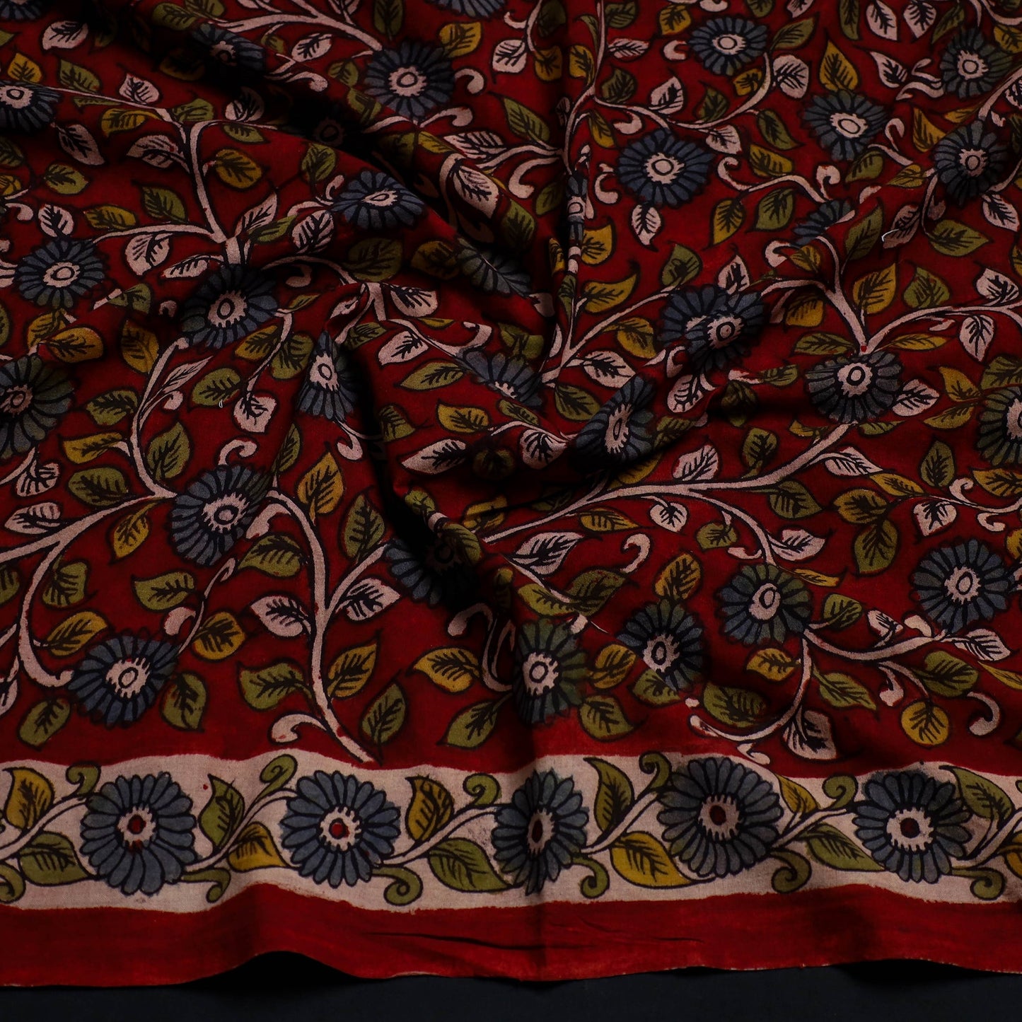 Buy Red Handpainted Cotton Kalamkari Blouse Piece
