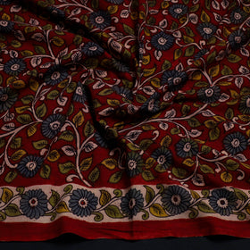 Buy Red Handpainted Cotton Kalamkari Blouse Piece