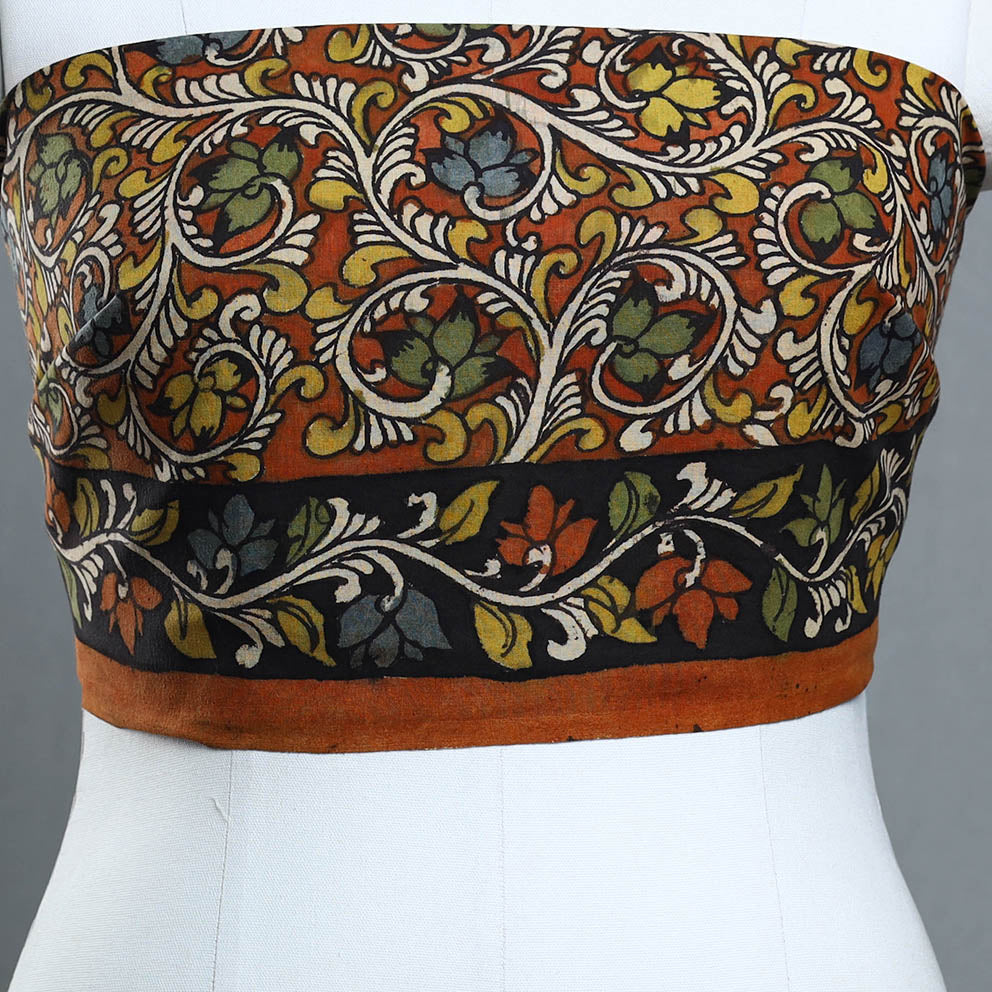 Buy Red Handpainted Cotton Kalamkari Blouse Piece