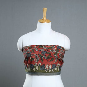 Red - handpainted cotton kalamkari blouse piece 09