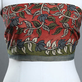 Red - handpainted cotton kalamkari blouse piece 09
