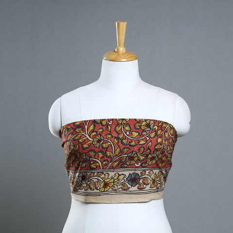 Buy Red Handpainted Cotton Kalamkari Blouse Piece