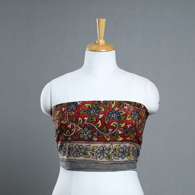 Buy Red Handpainted Cotton Kalamkari Blouse Piece