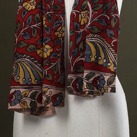 Red - handpainted cotton kalamkari stole 14 - handcrafted