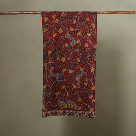 Red - handpainted cotton kalamkari stole 14 - handcrafted