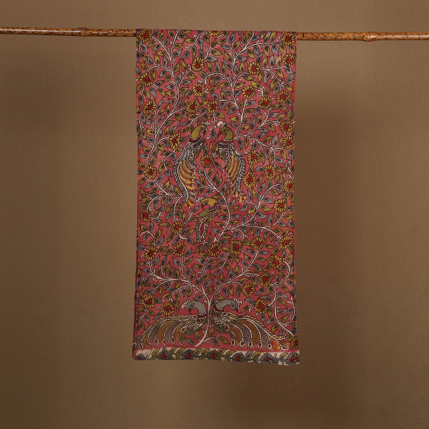  Red Handpainted Cotton Kalamkari Stole Online