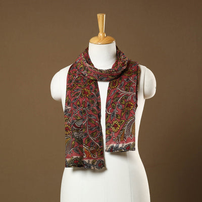  Red Handpainted Cotton Kalamkari Stole Online