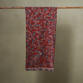 Red Handpainted Cotton Kalamkari Stole