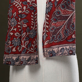 Red Handpainted Cotton Kalamkari Stole