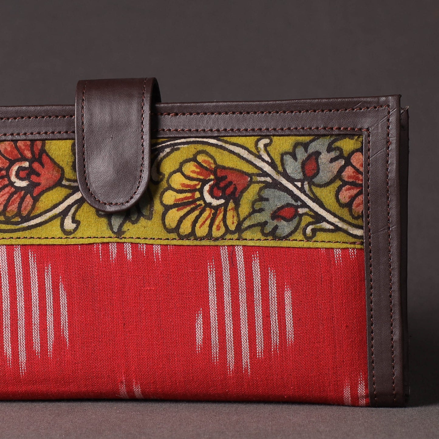 Red Handpainted Kalamkari Natural Dyed Cotton Clutch
