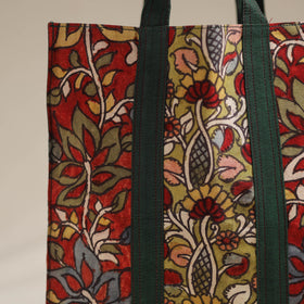 Red Handpainted Kalamkari Natural Dyed Cotton Shoulder Bag 