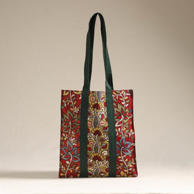 Red Handpainted Kalamkari Natural Dyed Cotton Shoulder Bag 