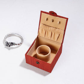 Red Handpainted Kalamkari Natural Dyed Ghicha Silk Bangle Box (Small)