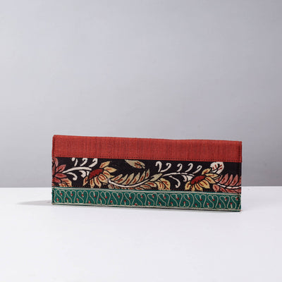 Red Handpainted Kalamkari Natural Dyed Ghicha Silk Clutch