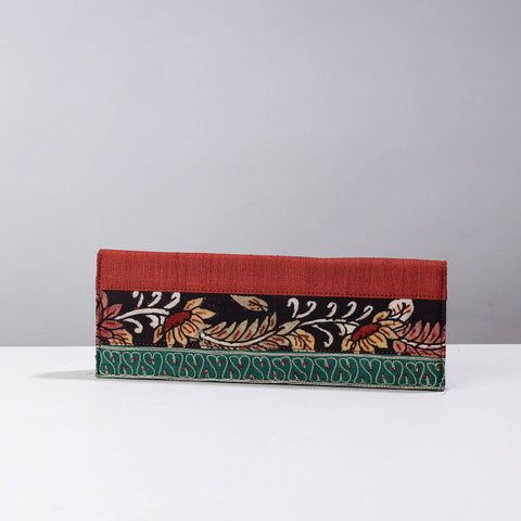 Red Handpainted Kalamkari Natural Dyed Ghicha Silk Clutch