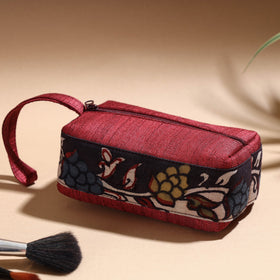  Handpainted Kalamkari Natural Dyed Ghicha Silk Multipurpose Cosmetic/Toiletry Pouch 