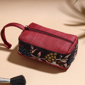  Handpainted Kalamkari Natural Dyed Ghicha Silk Multipurpose Cosmetic/Toiletry Pouch 
