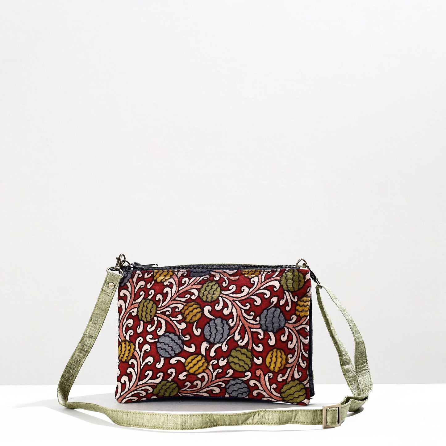  Handpainted Kalamkari Natural Dyed Ghicha Silk Sling Bag 