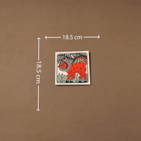 Handpainted madhubani painting by hira devi (7 x 7 in) 168