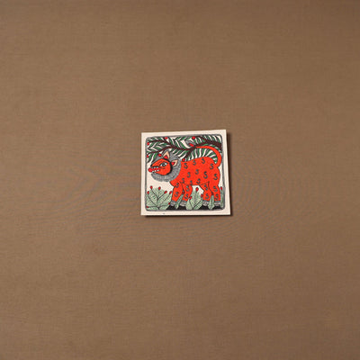 Handpainted madhubani painting by hira devi (7 x 7 in) 168