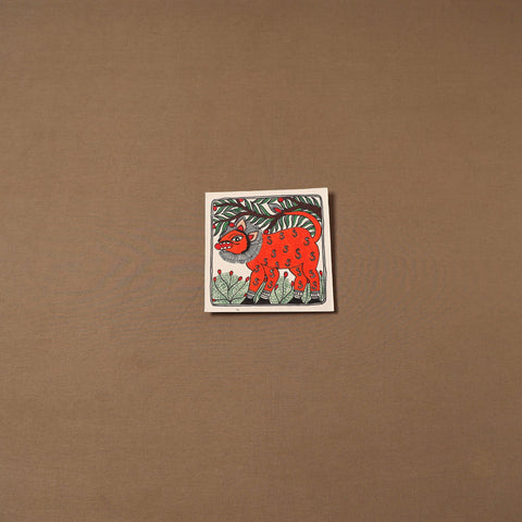 Handpainted madhubani painting by hira devi (7 x 7 in) 168