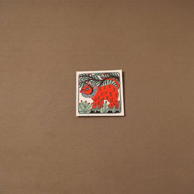 Handpainted madhubani painting by hira devi (7 x 7 in) 168