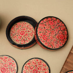 Red - handpainted paper mache coaster with box (set of 6)