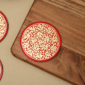 Red - handpainted paper mache coaster with box (set of 6)