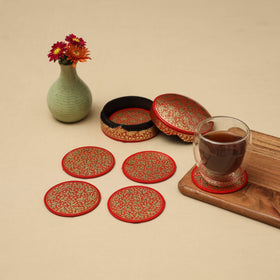 Red - handpainted paper mache coaster with box (set of 6)
