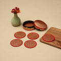 Red - handpainted paper mache coaster with box (set of 6)