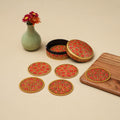 Red - handpainted paper mache coaster with box (set of 6)