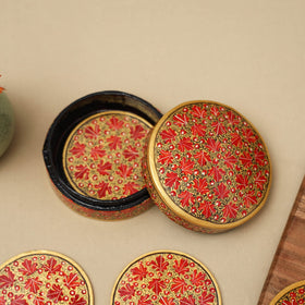 Red - handpainted paper mache coaster with box (set of 6)
