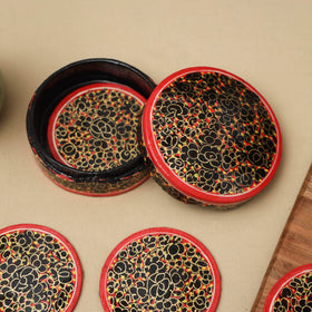Red - handpainted paper mache coaster with box (set of 6)